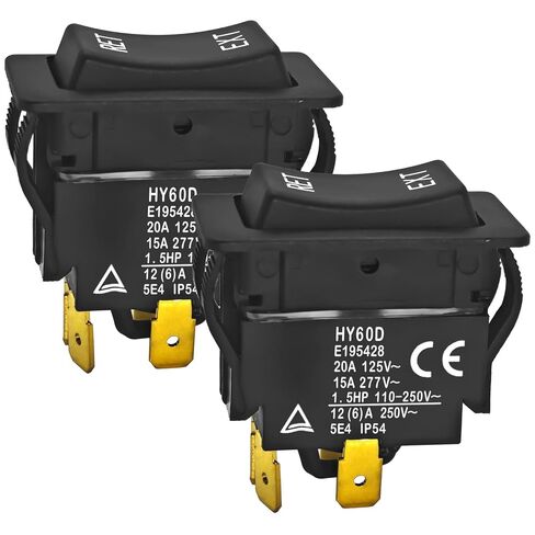 مفتاح الروك HY60D (عبوة من 2) - مفتاح ضغط RET-EXT 20A 125VAC 4Pin، (ON)-Off-(ON) مفتاح ضغط in Saudi Arabia