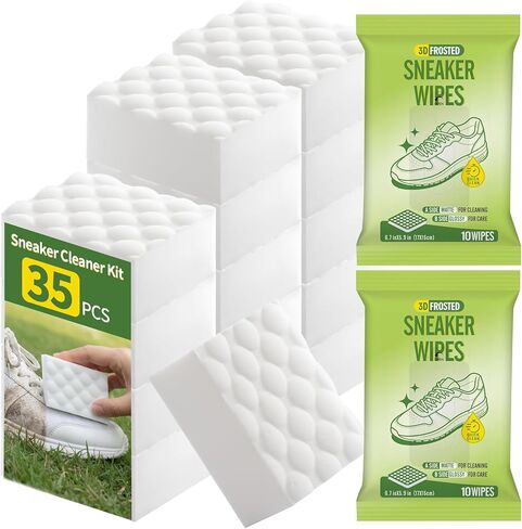 Creatyi 35 أو 60 قطعة من منظف الأحذية الرياضية، مجموعة تنظيف الإسفنج ومناديل رياضية ثلاثية الأبعاد للأحذية الرياضية in Kuwait