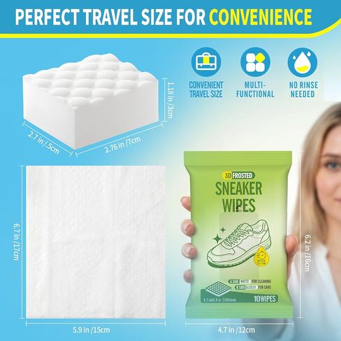 Creatyi 35 أو 60 قطعة من منظف الأحذية الرياضية، مجموعة تنظيف الإسفنج ومناديل رياضية ثلاثية الأبعاد للأحذية الرياضية in Kuwait