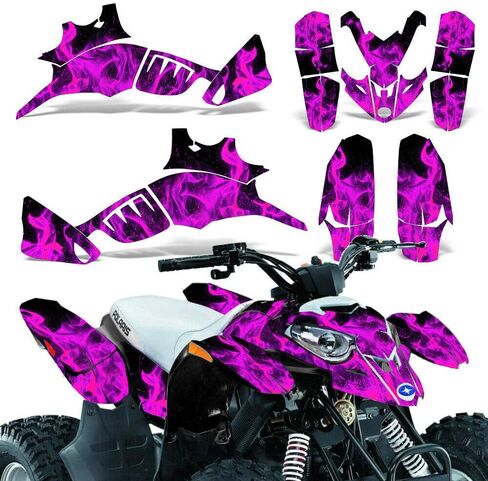 ATV Graphics kit Sticker Decal Compatible with Polaris Predator 90 2003-2007 - Pink Flames in Kuwait
