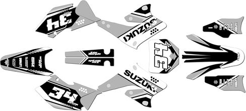 مجموعة رسومات لسوزوكي RMZ 250 (2004-2006) سلسلة أيقونة صفراء 09 ميل - مجموعة ملصقات رسومات السباق المخصصة للدراجة الترابية، بدون بلاستيك in Kuwait