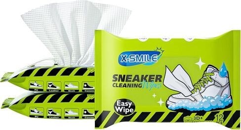 X-SMILE Sneaker Cleaner Wipes, Pre-Moistened Shoe Wipes for White Sneakers, Leather, Canvas & Rubber, Portable in Saudi Arabia