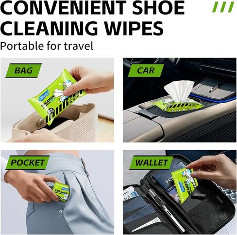 X-SMILE Sneaker Cleaner Wipes, Pre-Moistened Shoe Wipes for White Sneakers, Leather, Canvas & Rubber, Portable in Saudi Arabia
