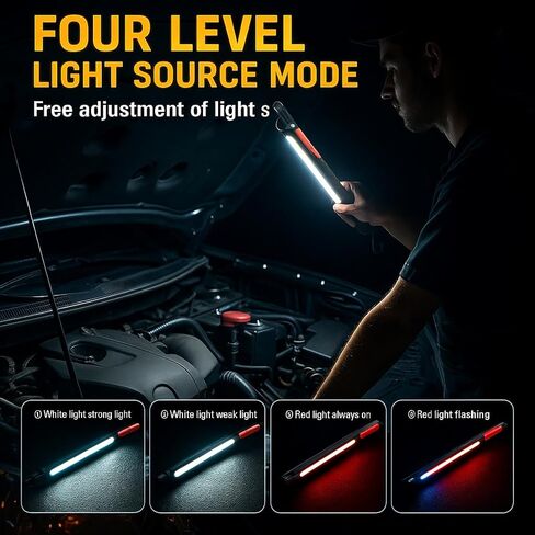 ضوء عمل LED مغناطيسي قابل لإعادة الشحن 3000LM، ضوء ميكانيكي تحت غطاء محرك السيارة لإصلاح السيارات والجراج، مصباح فحص تحت غطاء السيارة لاسلكي مع مغناطيس قوي وخطاف تعليق، ضوء مشاكل محمول in Kuwait