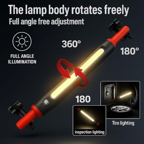 ضوء عمل LED مغناطيسي قابل لإعادة الشحن 3000LM، ضوء ميكانيكي تحت غطاء محرك السيارة لإصلاح السيارات والجراج، مصباح فحص تحت غطاء السيارة لاسلكي مع مغناطيس قوي وخطاف تعليق، ضوء مشاكل محمول in Kuwait