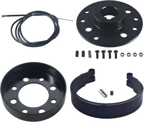 فرامل شريطية 4 بوصات و4 بوصات طبلة فرامل ومحور ضرس 1 بوصة تجويف 1/4 بوصة وكابل فرامل 60 بوصة مع طقم دبابيس أسود لعربة Go Kart Cart Yard Cart Mini Bike in Kuwait