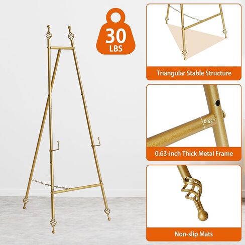 Iron Adjustable Arts & Crafts Easels,Metal Easel Stand with Chain Support for Mirror,58 Inch Floor Easels for Display Wedding Sign(Black) in Kuwait