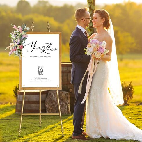 Iron Adjustable Arts & Crafts Easels,Metal Easel Stand with Chain Support for Mirror,58 Inch Floor Easels for Display Wedding Sign(Black) in Kuwait