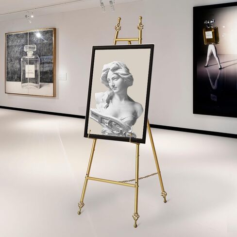 Iron Adjustable Arts & Crafts Easels,Metal Easel Stand with Chain Support for Mirror,58 Inch Floor Easels for Display Wedding Sign(Black) in Kuwait