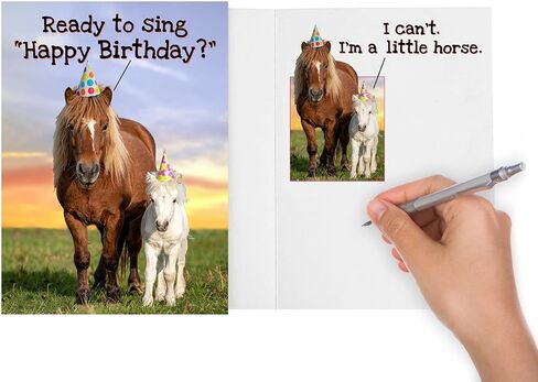 بطاقة عيد ميلاد مضحكة للنساء، للرجال، لها، له، الأصدقاء، الأخوات، الإخوة، أمي، أبي وجميع محبي الخيول in Kuwait