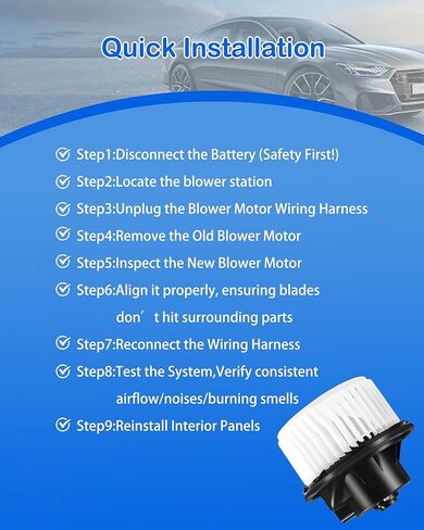 AC Blower Motor Fan HVAC Heater Blower Compatible with Chevy Avalanche 2007-2013,for Silverado 1500 2007-2013,for GMC Yukon 2007-2014，for Sierra 1500 2007-2013 Front Replacement 700164 in Kuwait