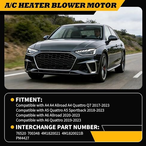 76520 Front HVAC Heater Brushless Blower Motor Compatible with A4 Allroad A4 Quattro A5 Quattro A5 Sportback A6 Allroad A6 Quattro Replaces 4M1820021 in Saudi Arabia