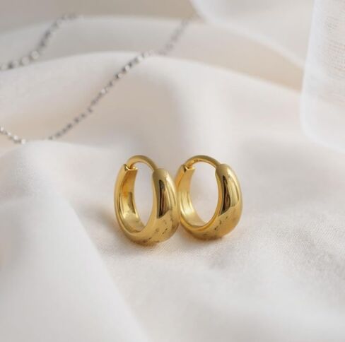 Sterling Silver Plated in 18K Yellow Gold Small Dainty Hoop Huggie Earrings Jewelry - Gift for Women- Gold Hoop Earrings- 925 Sterling Silver Earrings- Nickel Free, Hypoallergenic, Waterproof in Saudi Arabia