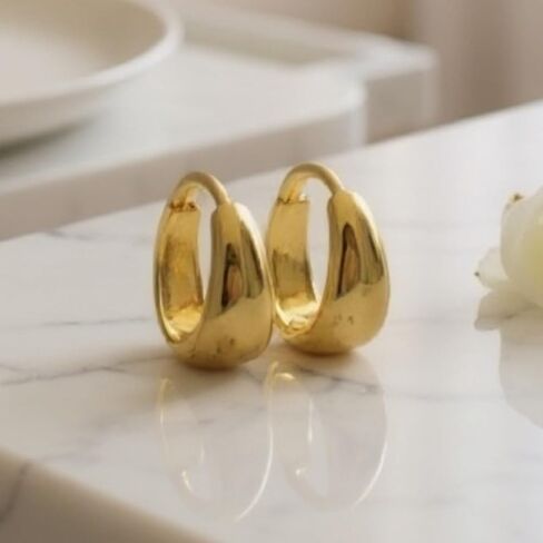 Sterling Silver Plated in 18K Yellow Gold Small Dainty Hoop Huggie Earrings Jewelry - Gift for Women- Gold Hoop Earrings- 925 Sterling Silver Earrings- Nickel Free, Hypoallergenic, Waterproof in Saudi Arabia
