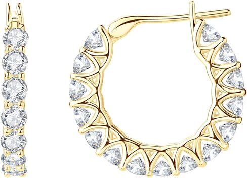 Hoop Earrings for Women, 5A Cubic Zirconia Full Eternity CZ Huggie Hoop Earrings Imitation Diamond Bridal Trendy Jewelry Valentine Anniversary Day Birthday Gifts for Her in Saudi Arabia
