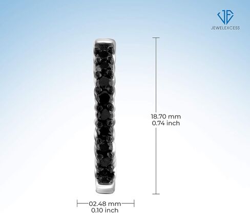JEWELEXCESS Black Diamond Earrings Women – 1-Carat Black Diamonds Sterling Silver Hoop Earrings Small – Hypoallergenic Hoop Earrings – Small Hoop Earrings Diamond Hoops – Black Hoop Earrings for Women in Kuwait