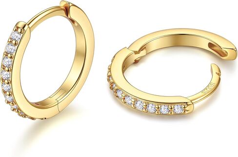 JustBeingCute 925 Sterling Silver Hoop Earrings for Women 14K Gold Plated Cubic Zirconia Huggie Earrings for Women Hypoallergenic Lightweight Small Huggie Earring (6/8/10/12/14/16/18/20mm) in Saudi Arabia