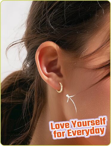 JustBeingCute 925 Sterling Silver Hoop Earrings for Women 14K Gold Plated Cubic Zirconia Huggie Earrings for Women Hypoallergenic Lightweight Small Huggie Earring (6/8/10/12/14/16/18/20mm) in Saudi Arabia
