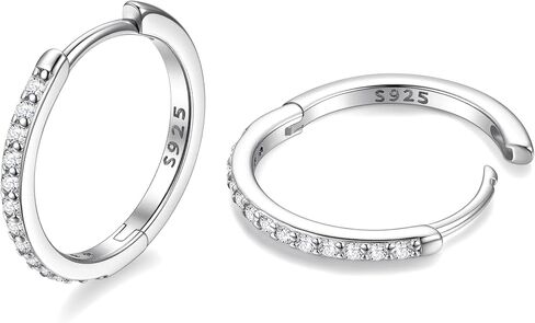 JustBeingCute 925 Sterling Silver Hoop Earrings for Women 14K Gold Plated Cubic Zirconia Huggie Earrings for Women Hypoallergenic Lightweight Small Huggie Earring (6/8/10/12/14/16/18/20mm) in Kuwait