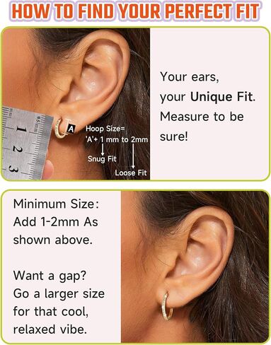 JustBeingCute 925 Sterling Silver Hoop Earrings for Women 14K Gold Plated Cubic Zirconia Huggie Earrings for Women Hypoallergenic Lightweight Small Huggie Earring (6/8/10/12/14/16/18/20mm) in Saudi Arabia