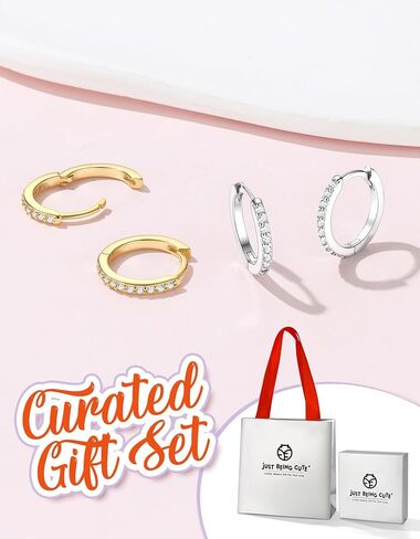 JustBeingCute 925 Sterling Silver Hoop Earrings for Women 14K Gold Plated Cubic Zirconia Huggie Earrings for Women Hypoallergenic Lightweight Small Huggie Earring (6/8/10/12/14/16/18/20mm) in Saudi Arabia