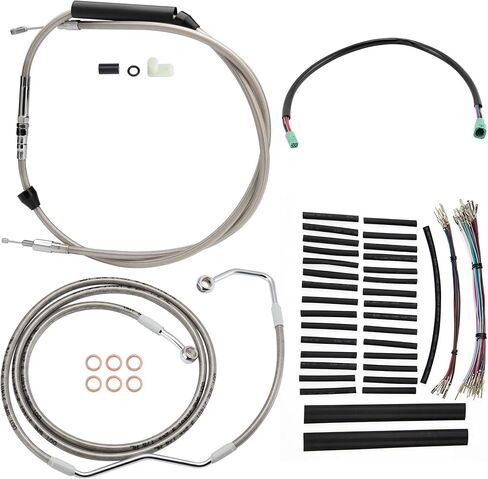 مجموعة كابلات تجوال ممتدة مقاس 14 بوصة مع ABS، وكابل القابض وخط الفرامل وسلك TBW وأسلاك CAN-Bus لـ 2008-2013 Harley Road King/Electra Glide/Street Glide/Road Glide مع ABS، كروم in Kuwait