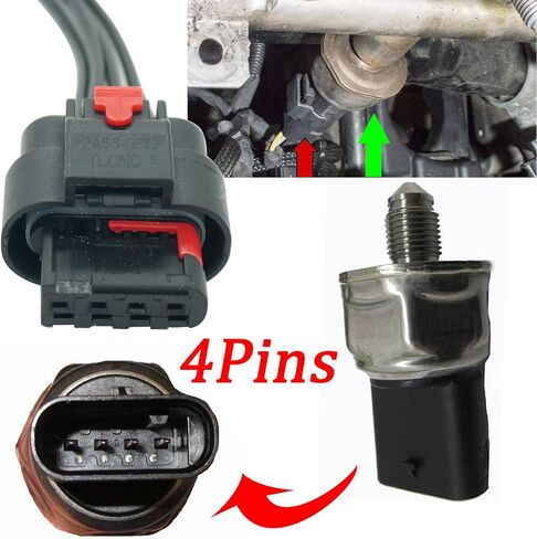 4 Pins Fuel Rail Pressure Sensor Connector Wiring Harness Pigtail Plug Fit for Chevy and GM 2017-2024 with L5P Duramax 6.6L Engine Replaced OE 19300397 in Kuwait
