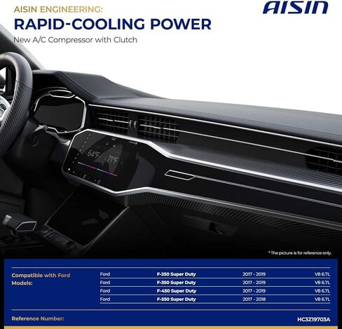 AISIN ACCFD-00781 Air Conditioner AC Compressor - Compatible with Ford F-250 F-350 F-450 Super Duty 2017-2019 F-550 Super Duty 2017-2018 - 6.7L - with 8-Pulley Groove, with Clutch in Saudi Arabia