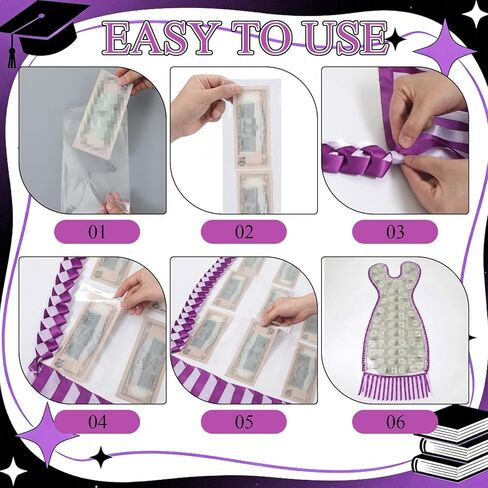 Craftsatin 2026 Graduation Cash Gift DIY Money Cape Kit with 2 Pcs Graduation Money Lei 100 Pcs OPP Bags for Men Women Graduate Party Favors Gifts Accessories in Kuwait