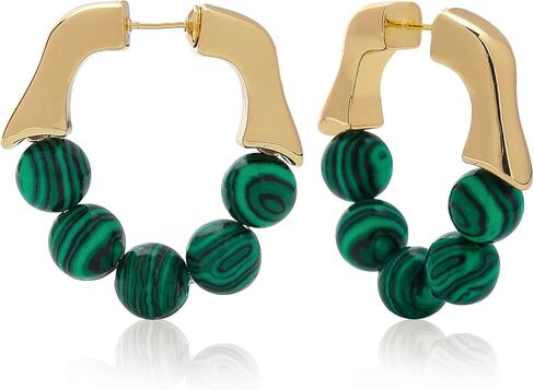 Chunky Gold Huggie Hoop Earrings for Women Colorful Bead Hoop 14K Gold Plated Statement Dangle Drop Baublebar Earrings Bohemian Boho Jewelry Birthday Anniversary Christmas Gift for Mother Daughter Sister Lover Girlfriend in Kuwait