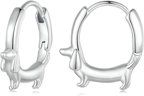 Dachshund Dog Hoop Small Earrings for Women 925 Sterling Silver Puppy Dog Earrings Cute Dainty Animal Jewelry Gift for Pet Lover Bff in Saudi Arabia
