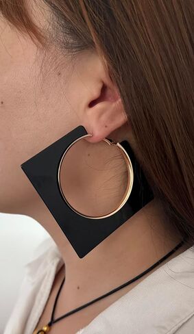 Acrylic Hoop Earrings for Women Large Square Color Drop Earrings Geometric Vintage Party Jewelry in Kuwait