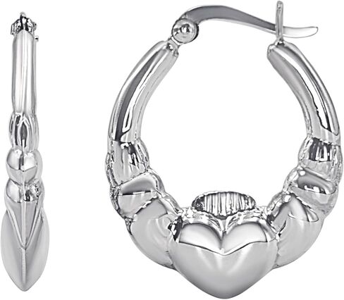 Silverly 925 Sterling Silver Claddagh Creole Hoop Earrings 30mm - Traditional Celtic Earrings in Solid Silver - Classic Large Tapered Chunky Creole Hoops - Timeless Jewelry for Women in Kuwait