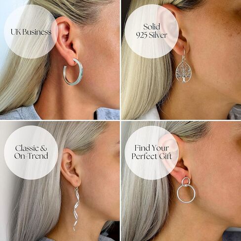 Silverly 925 Sterling Silver Claddagh Creole Hoop Earrings 30mm - Traditional Celtic Earrings in Solid Silver - Classic Large Tapered Chunky Creole Hoops - Timeless Jewelry for Women in Kuwait