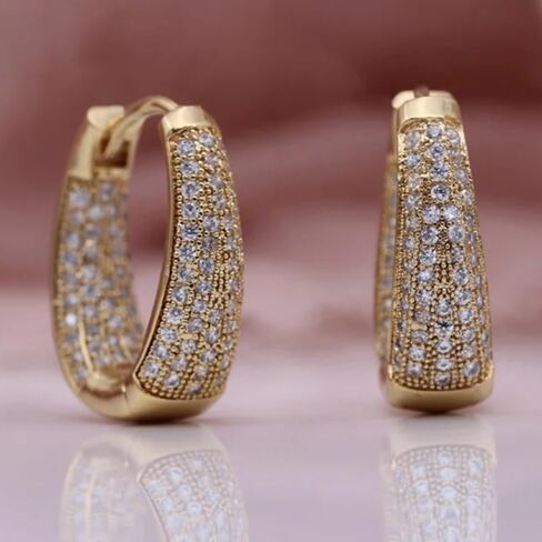 Luxurious Geometric Copper Jewelry Inlaid with Synthetic Zircon Earrings, Women's Retro Bohemian Round Versatile Daily Versatile or Elegant Earrings in Saudi Arabia