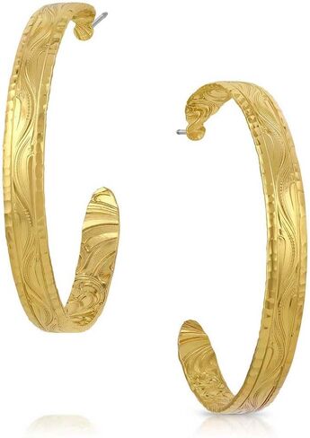 Montana Silversmiths Timeless Treasure Chiseled Hoop Earrings - ER5663G in Saudi Arabia