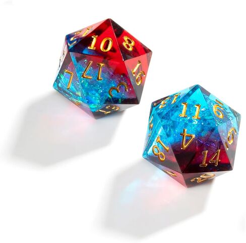 2pcs polyhedral dice d20 dice 22mm resin 20 swide dice dice for rpg mtg dnd dice table games (Black Green) in Kuwait