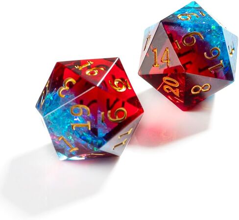 2pcs polyhedral dice d20 dice 22mm resin 20 swide dice dice for rpg mtg dnd dice table games (Black Green) in Kuwait