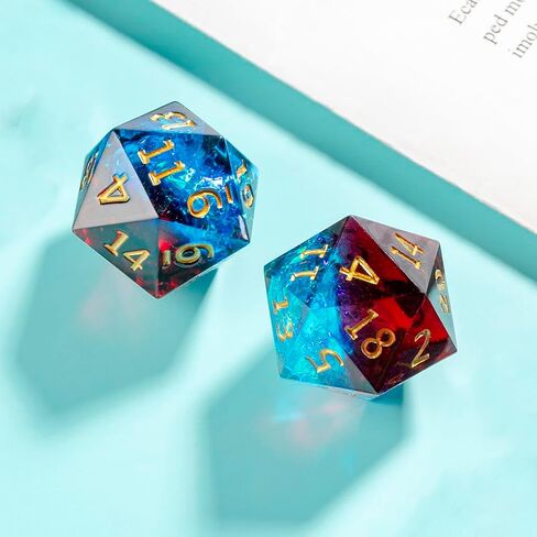 2pcs polyhedral dice d20 dice 22mm resin 20 swide dice dice for rpg mtg dnd dice table games (Black Green) in Kuwait