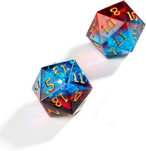 2pcs polyhedral dice d20 dice 22mm resin 20 swide dice dice for rpg mtg dnd dice table games (Black Green) in Kuwait