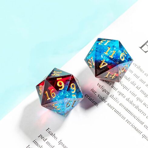 2pcs polyhedral dice d20 dice 22mm resin 20 swide dice dice for rpg mtg dnd dice table games (Black Green) in Kuwait