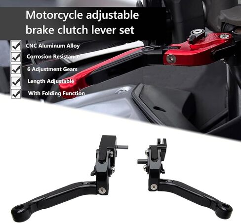 مجموعة رافعة قابض الفرامل البديلة لـ ZX6R ZX6RR ZX636 2019-2025، مقبض فرامل دراجة نارية من الألومنيوم قابل للتعديل وأذرع طويلة قابلة للتمديد (أسود بالكامل) in Kuwait