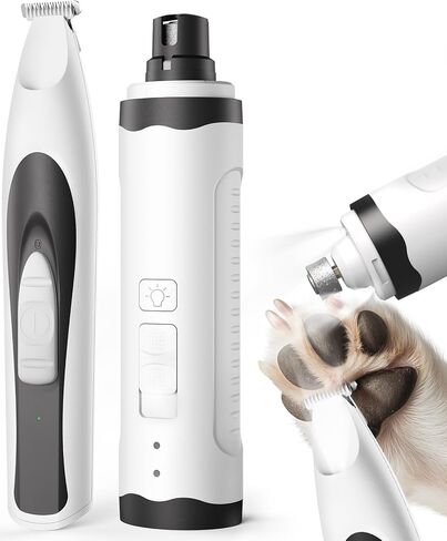 oneisall Dog Nail Trimmers, Dog Paw Trimmer and Dog Nail Grinder Kit - Two Speeds, LED Light, 2000mAh Rechargeable Battery, Quiet Pet Paw Trimmer for Regular Paw Maintenance in Kuwait