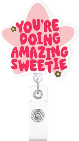 Celokiy You're Doing Amazing Sweetie, Social Worker, Pink Badge Reel Retractable with Alligator Clip for ID Card Holder, Keys, Nurse, Nursing Student, Teacher in Kuwait