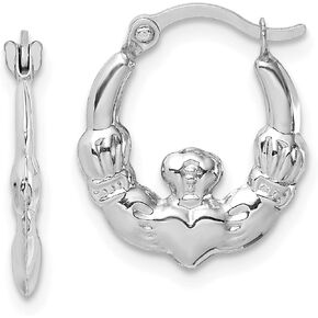 14k White Gold Claddagh Hoop Earrings in Kuwait