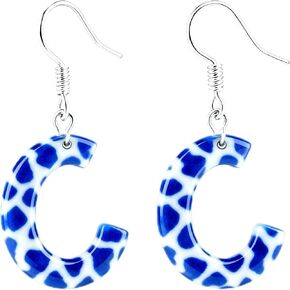 كريستال حمار وحشي طباعة كبيرة هوب أقراط للنساء أبيض وأسود واسعة سميكة هوب أقراط المجوهرات اليومية in Kuwait