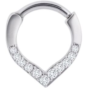 16G CZ Teardrop Septum Rings for Women 316L Surgical Steel Silver Cubic Zirconia Hoop Nose Rings Cartilage Hoops Earrings Daith Tragus Helix Rook Conch Piercing Jewelry 10mm in Kuwait
