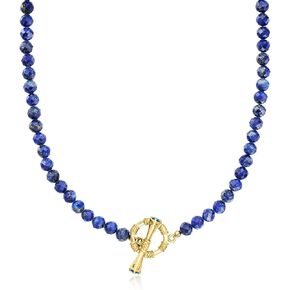 Ross-Simons Lapis Bead Toggle Necklace With London Blue Topaz in 18kt Gold Over Sterling in Kuwait