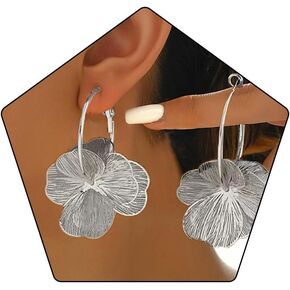 Gold Flower Earrings for Women Boho Orchid Earrings Floral Hoop Petal Earring Prom Wedding Jewelry in Kuwait