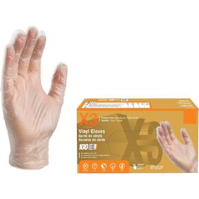 قفازات AMMEX GPX3 الصناعية الشفافة من الفينيل، علبة 1000، 3 مل، مقاس كبير جدًا، خالية من اللاتكس، خالية من المسحوق، آمنة للطعام، يمكن التخلص منها، غير معقمة، GPX348100 in Kuwait
